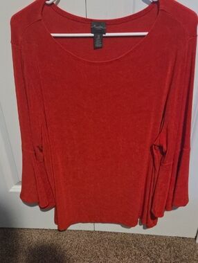 Avenue Rust Red Scoop Neck Long Sleeve Top